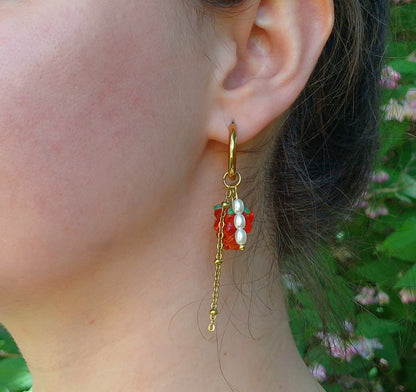 Boucles d'oreilles — Framboise